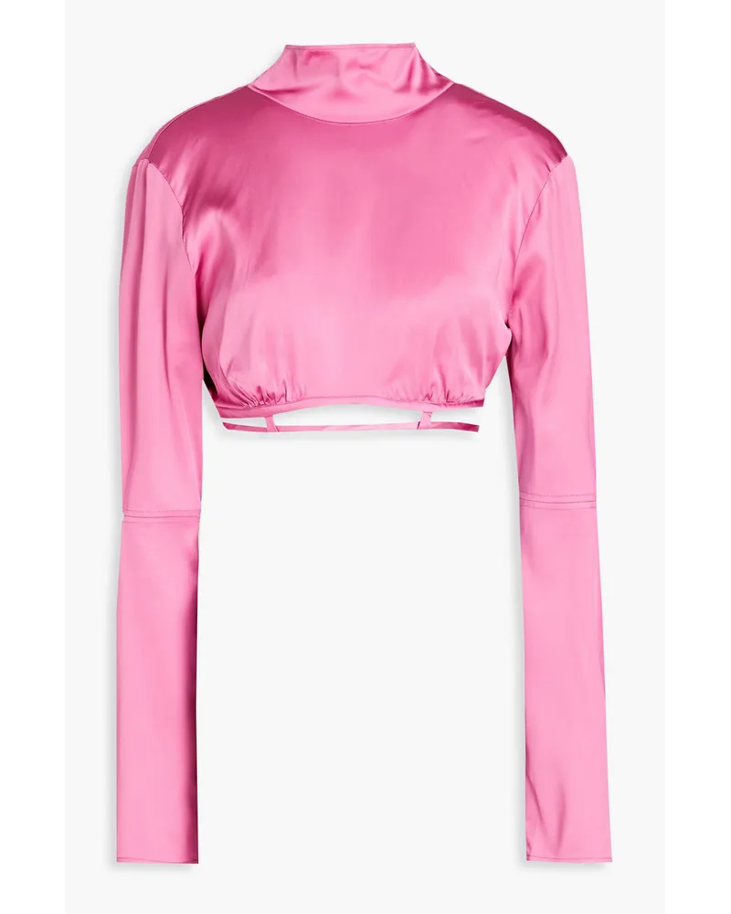 Jacquemus Mentalo Cropped Oberteil aus Satin mit Cut-outs Pink