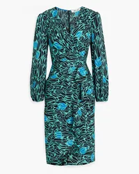 Diane von Furstenberg Carla bedrucktes Kleid aus Crêpe mit Wickeleffekt Blau