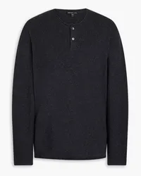 James Perse Melierter Kaschmirpullover mit Henley-Kragen Grau