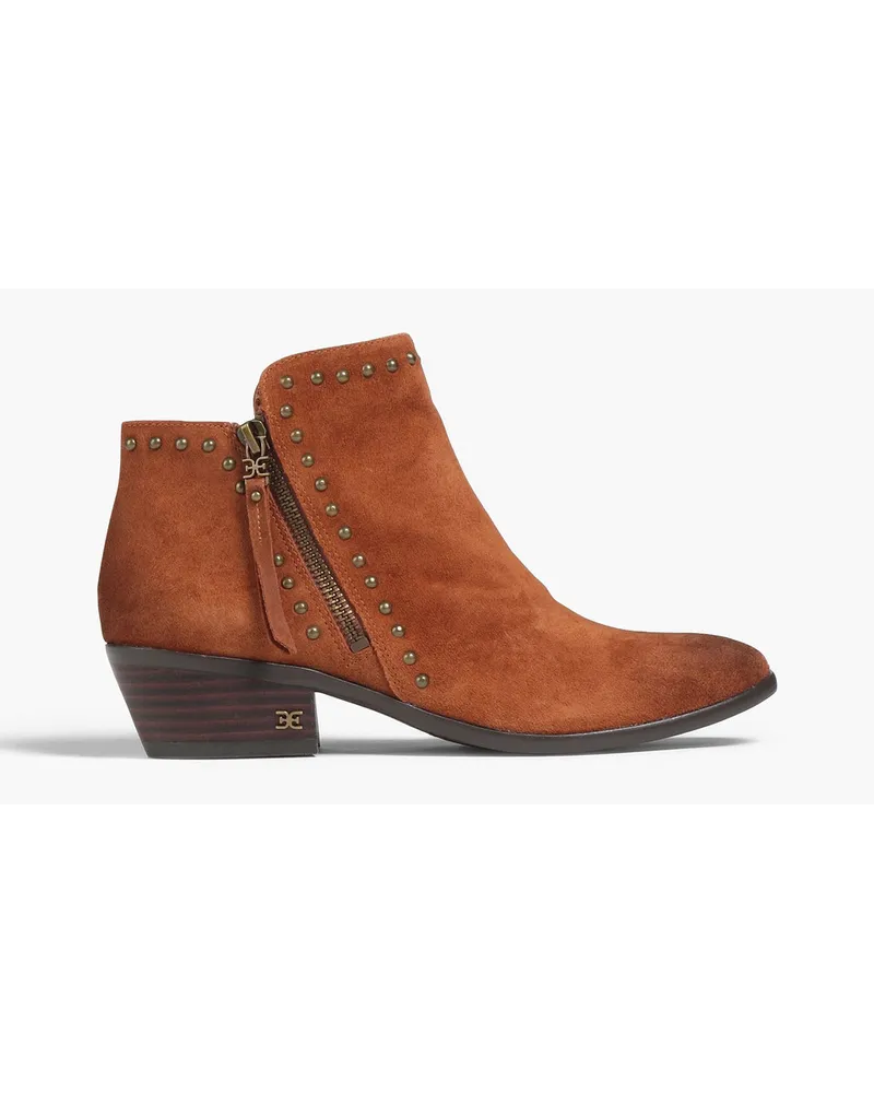 Sam Edelman Paola Ankle Boots aus Veloursleder mit Nieten Braun