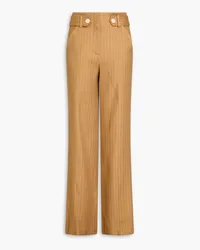 Veronica Beard Sunny Hose mit weitem Bein aus Twill aus einer Leinenmischung mit Nadelstreifen Braun