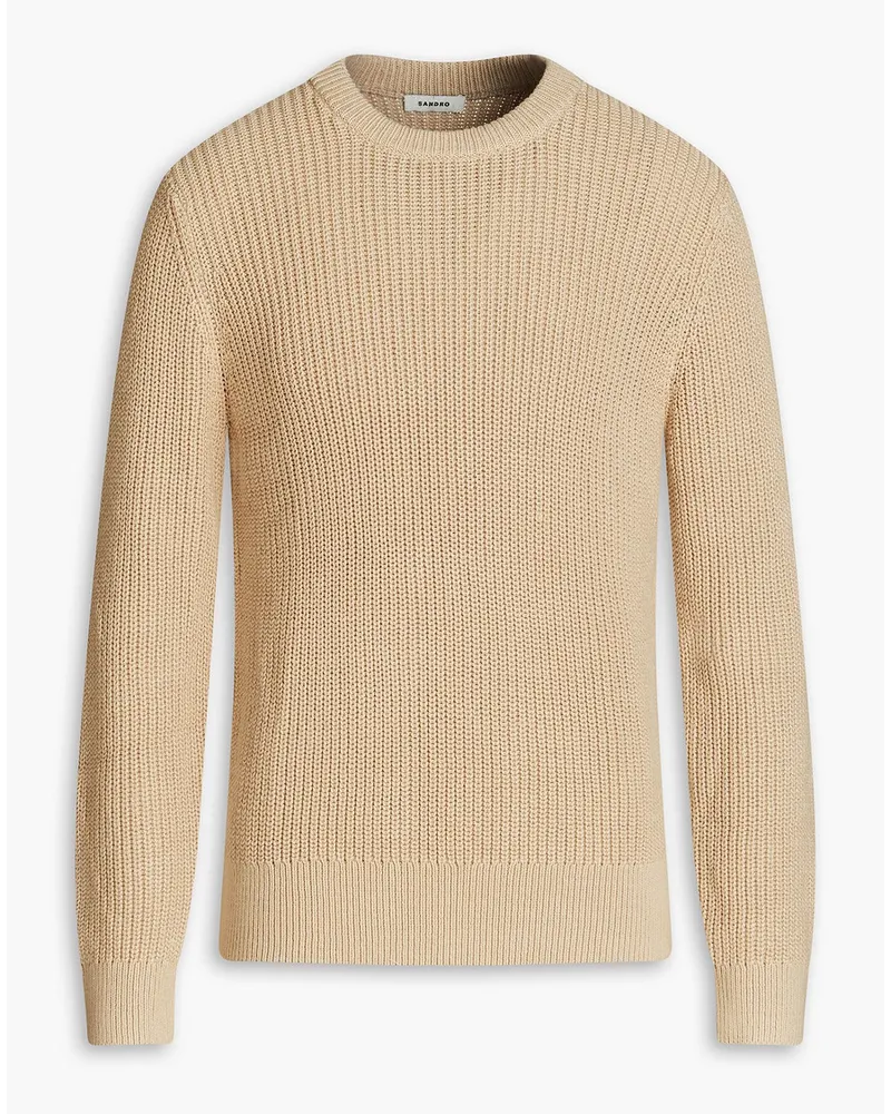 Sandro Gerippter Pullover aus einer Baumwoll-Seidenmischung Neutral