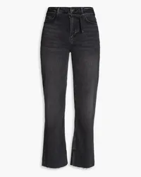 Paige Halbhohe Bootcut-Jeans inausgewaschener Optik Schwarz