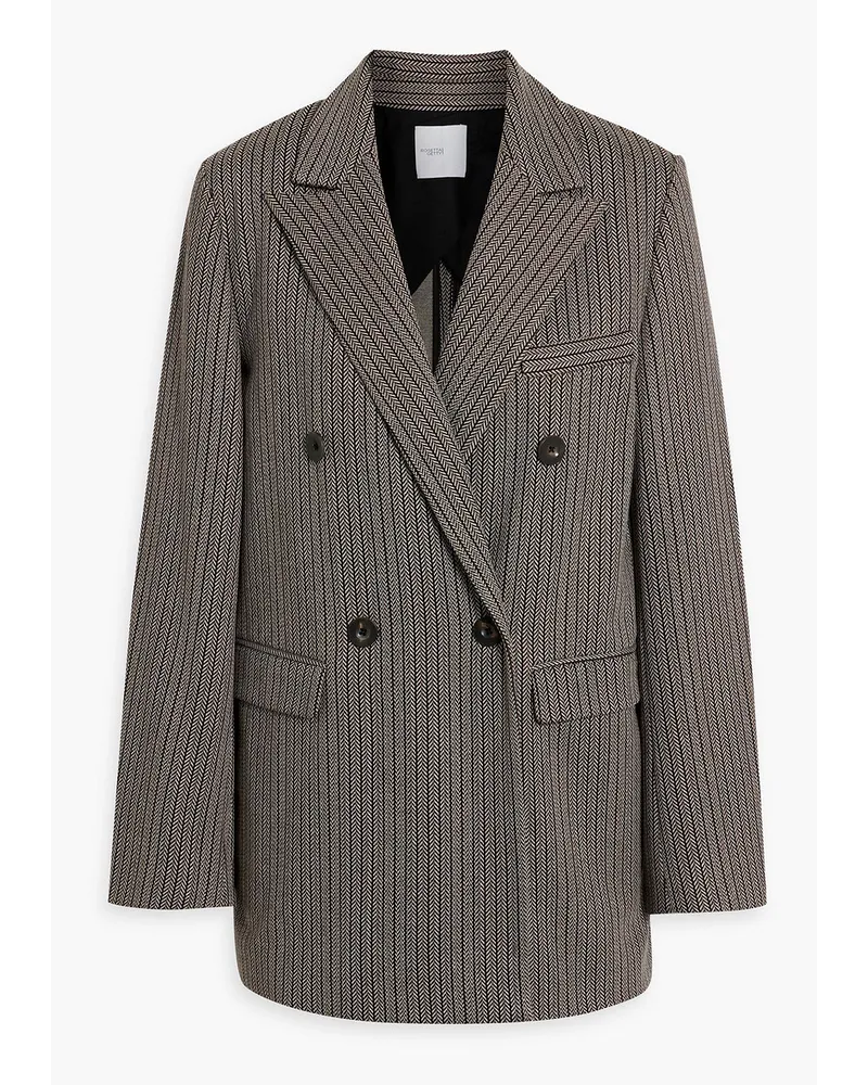 Rosetta Getty Doppelreihiger Blazer aus Tweed mit Fischgratmuster Braun