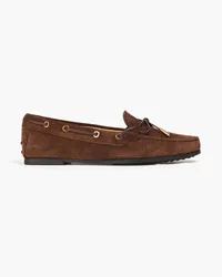 TOD'S Gommino Loafers aus Veloursleder mit Schleife Braun