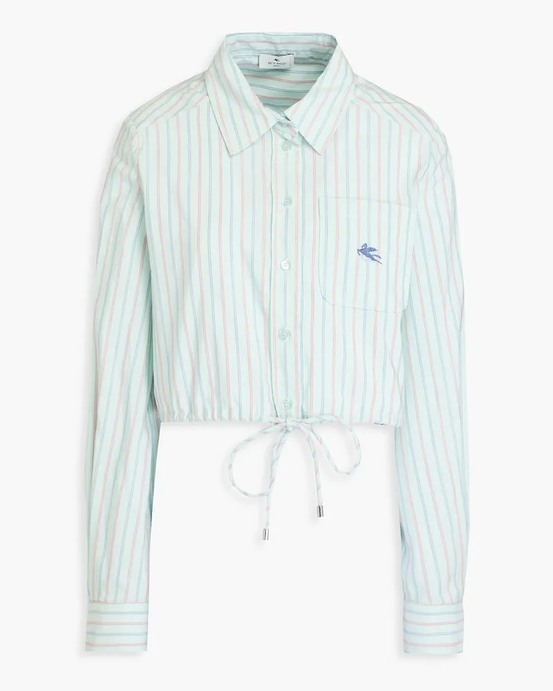 Etro Cropped striped cotton-blend poplin shirt Grün