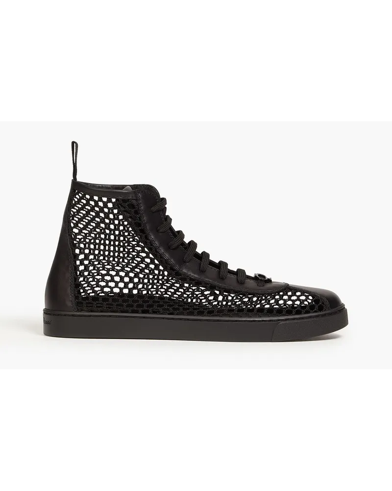 Gianvito Rossi High-Top-Sneakers aus Netzmaterial und Leder Schwarz