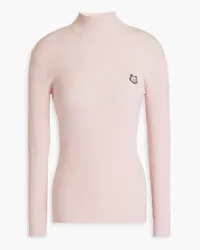 Kitsuné Rollkragenpullover aus einer gerippten Woll-Baumwollmischung Pink