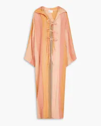 Lisa Marie Fernandez Kaftan aus einer gestreiften Leinenmischung Orange