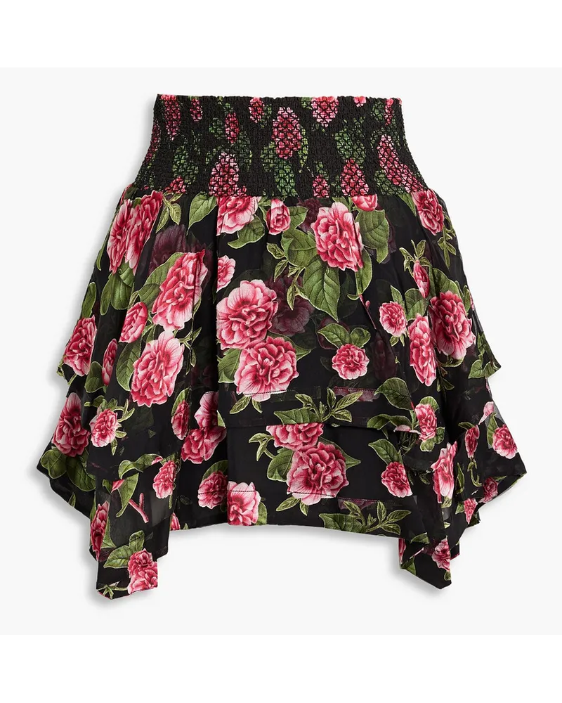 Alice + Olivia Alice OliviaZarya Minirock aus Devoré-Chiffon mit Raffung Pink