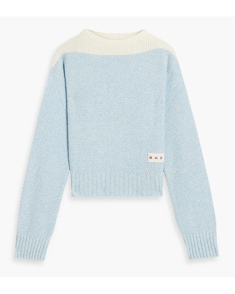 Marni Zweifarbiger Pullover aus Wolle Blau