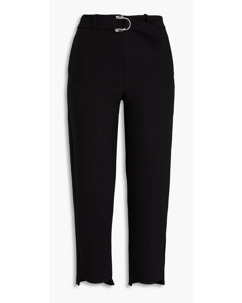 Maje Cropped Karottenhose aus Crêpe mit Gürtel Schwarz