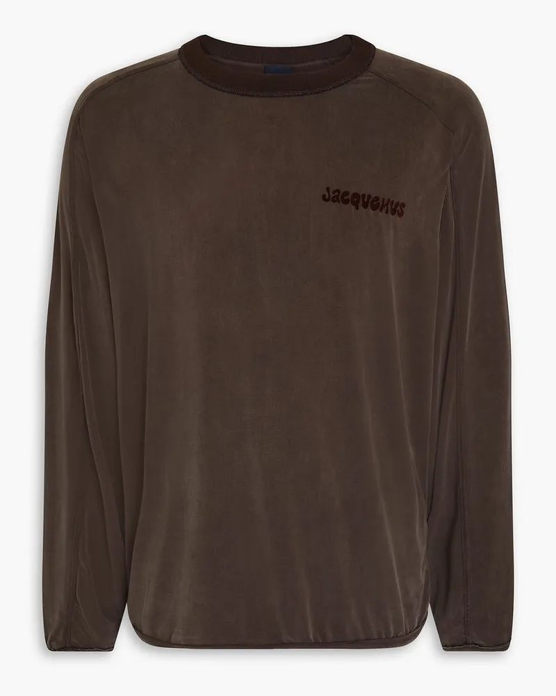 Jacquemus Jao Oversized-T-Shirt aus beflocktem Cupro Braun