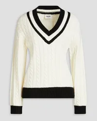 Claudie Pierlot Pullover aus einer Wollmischung mit Zopfstrickmuster Weiß