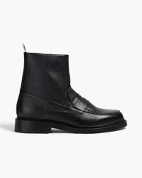 Thom Browne Ankle Boots aus Narbenleder Schwarz