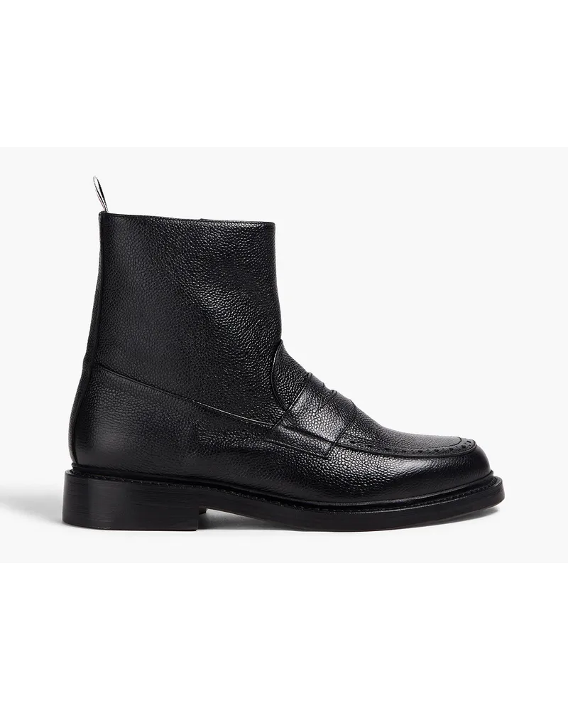 Thom Browne Ankle Boots aus Narbenleder Schwarz