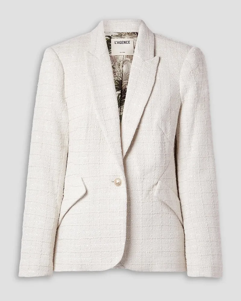 L'Agence Chamberlain Blazer aus Bouclé Weiß