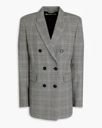 Another Tomorrow Doppelreihiger Blazer aus einer Wollmischung mit Glencheck-Muster Grau