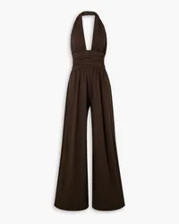 Michael Kors Neckholder-Jumpsuit aus Stretch-Crêpe Braun