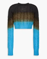 Etro Cropped dégradé cable-knit wool sweater Grau