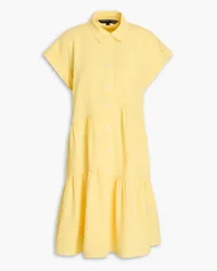 Veronica Beard Harrow tiered cotton-blend seersucker mini shirt dress Gelb