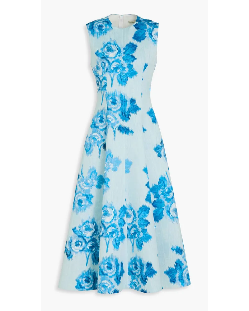 EMILIA WICKSTEAD Midikleid aus Faille mit floralem Print Blau