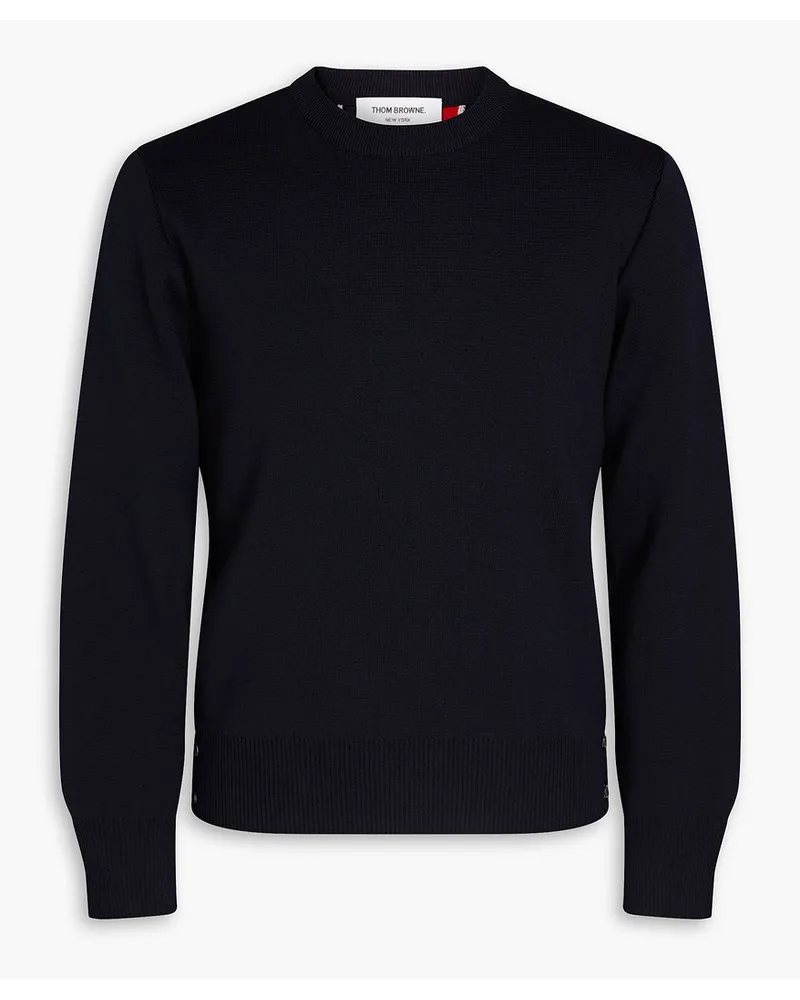 Thom Browne Gestreifter Pullover aus Merinowolle Blau