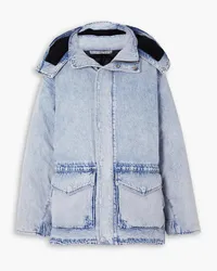 Alexander Wang Oversized-Jeansjacke aus gebleichtem Denim mit Wattierung und Kapuze Blau