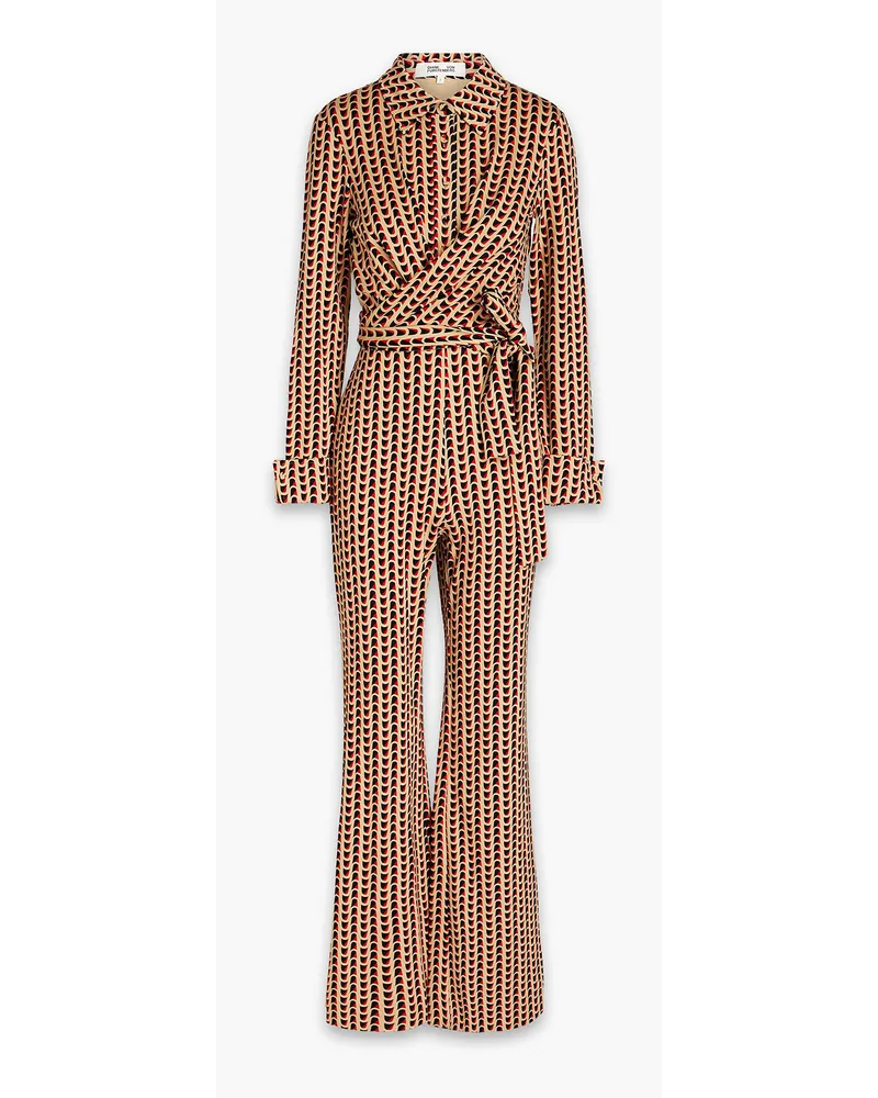 Diane von Furstenberg Michele bedruckter Jumpsuit aus Jersey mit Gürtel Neutral