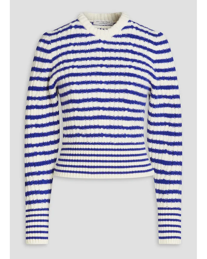 Philosophy Di Lorenzo Serafini Pullover aus gerippter Wolle mit Streifen Blau