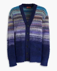 Missoni Gestreifter Cardigan aus gebürstetem Strick Blau