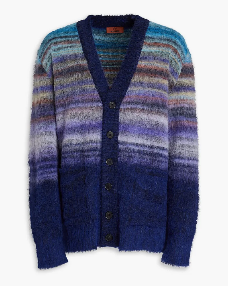 Missoni Gestreifter Cardigan aus gebürstetem Strick Blau