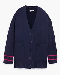 Chinti & Parker Gestreifter Cardigan aus einer Merinowoll-Kaschmirmischung Blau