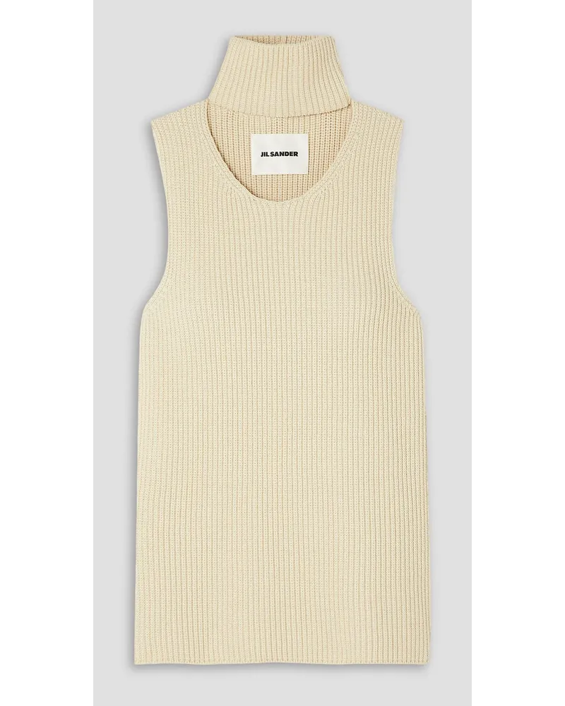 Jil Sander Wandelbares Tanktop Aus Einer Gerippten Baumwollmischung Mit Cut Out Weiß