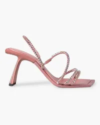 Benedetta Bruzziches Simone Slingback-Sandalen aus Satin mit Kristallen Pink