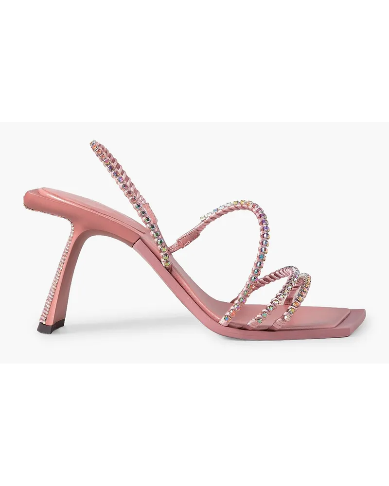 Benedetta Bruzziches Simone Slingback-Sandalen aus Satin mit Kristallen Pink