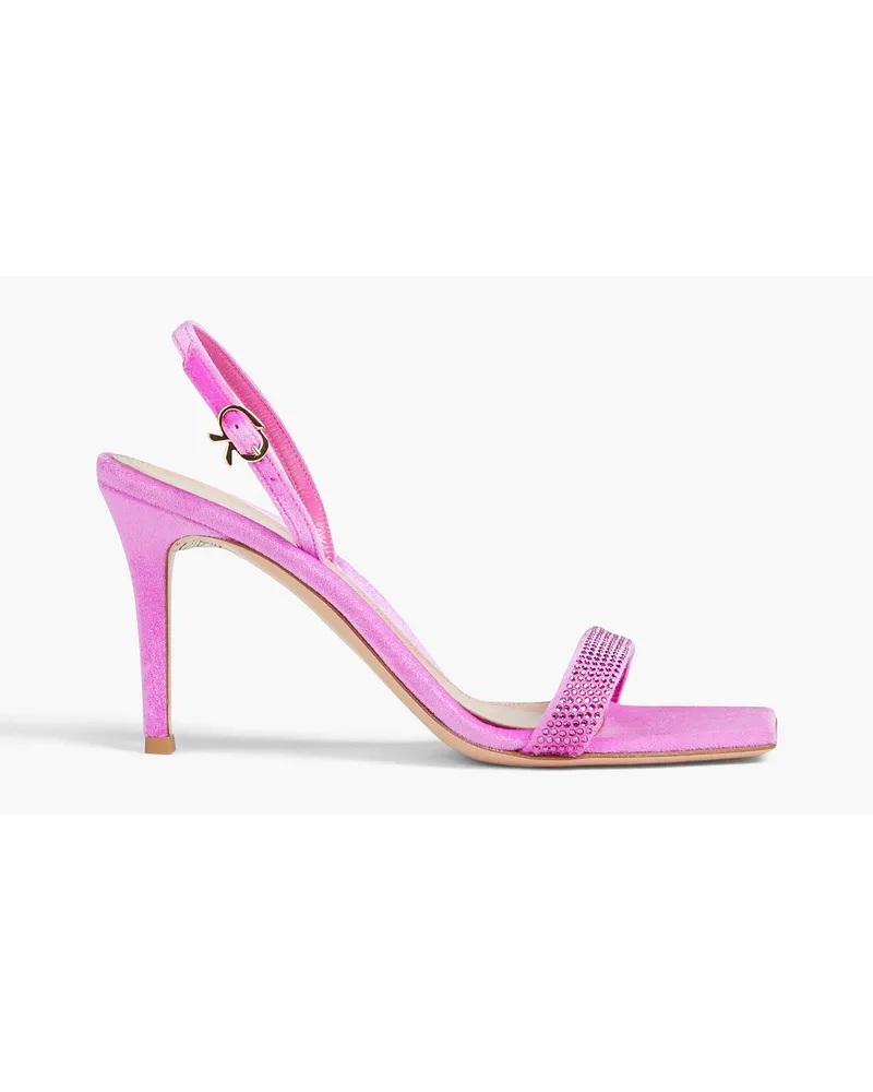 Gianvito Rossi Britney 85 Slingback-Sandalen aus Samt mit Kristallverzierung Pink