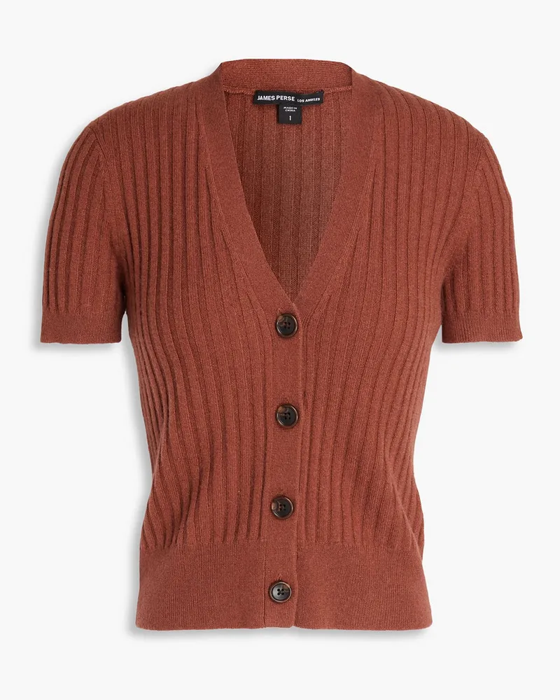 James Perse Cardigan aus geripptem Kaschmir Rot