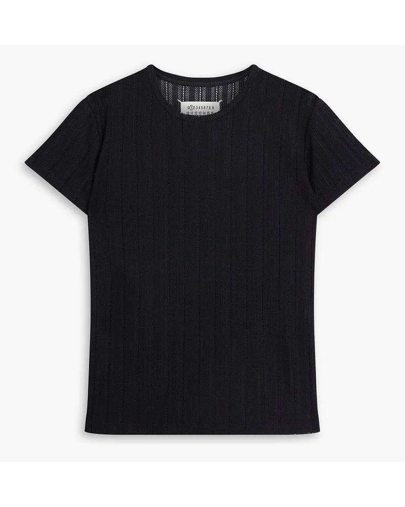 Maison Margiela Strick-T-Shirt inHäkeloptik Schwarz