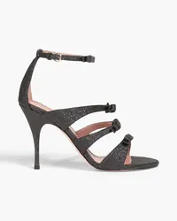 RED Valentino Sandalen aus Kunstleder mit Glitter-Finish und Schleife Schwarz