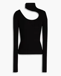 Petar Petrov Gerippter Rollkragenpullover mit Cut-outs Schwarz