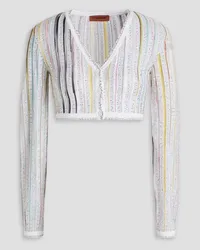 Missoni Cropped Cardigan mit Pailletten inSpace-Dye-Optik Weiß