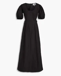 Ganni Maxikleid aus Baumwollpopeline mit Cut-outs Schwarz