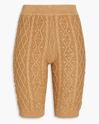 Loulou Studio Musa Shorts aus einer Seidenmischung mit Zopfstrickmuster und Pompons Neutral