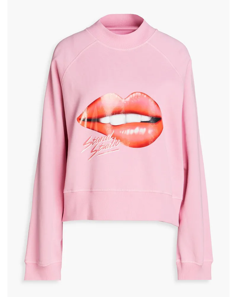 STAND Bedrucktes Oversized-Sweatshirt aus Baumwollfleece/S Pink