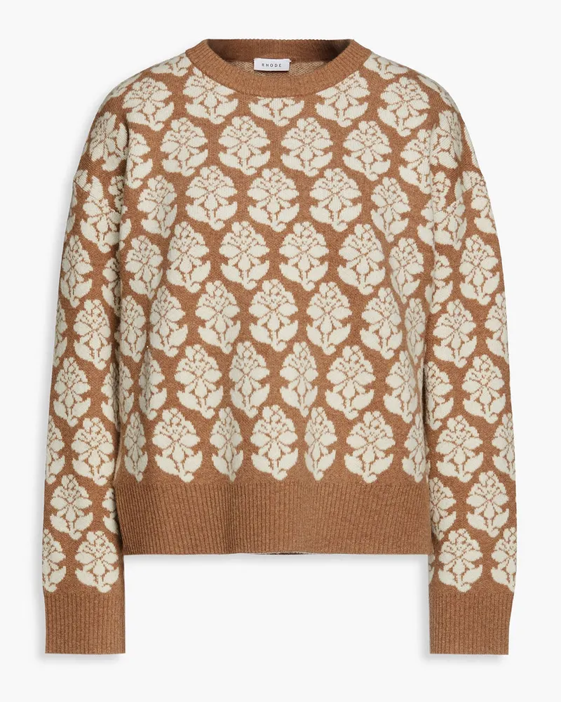 RHODE Tate jacquard-knit wool sweater Braun