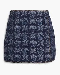 Etro Cotton-blend jacquard mini wrap skirt Blau