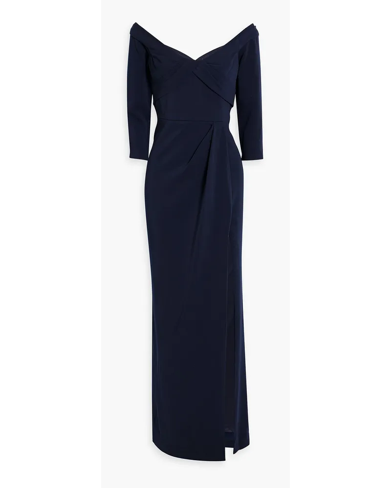 Marchesa Drapierte Robe aus Crêpe Blau