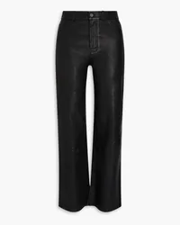 Paige Leenah Bootcut-Hose aus Leder Schwarz