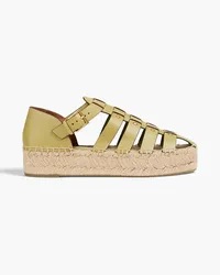 Tory Burch Espadrille-Sandalen aus Leder mit Plateau und Nieten Grün